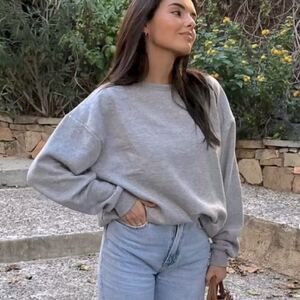 Gray oversized long sleeve top